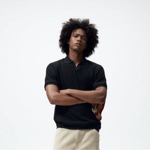 Zara black knit polo - NWT